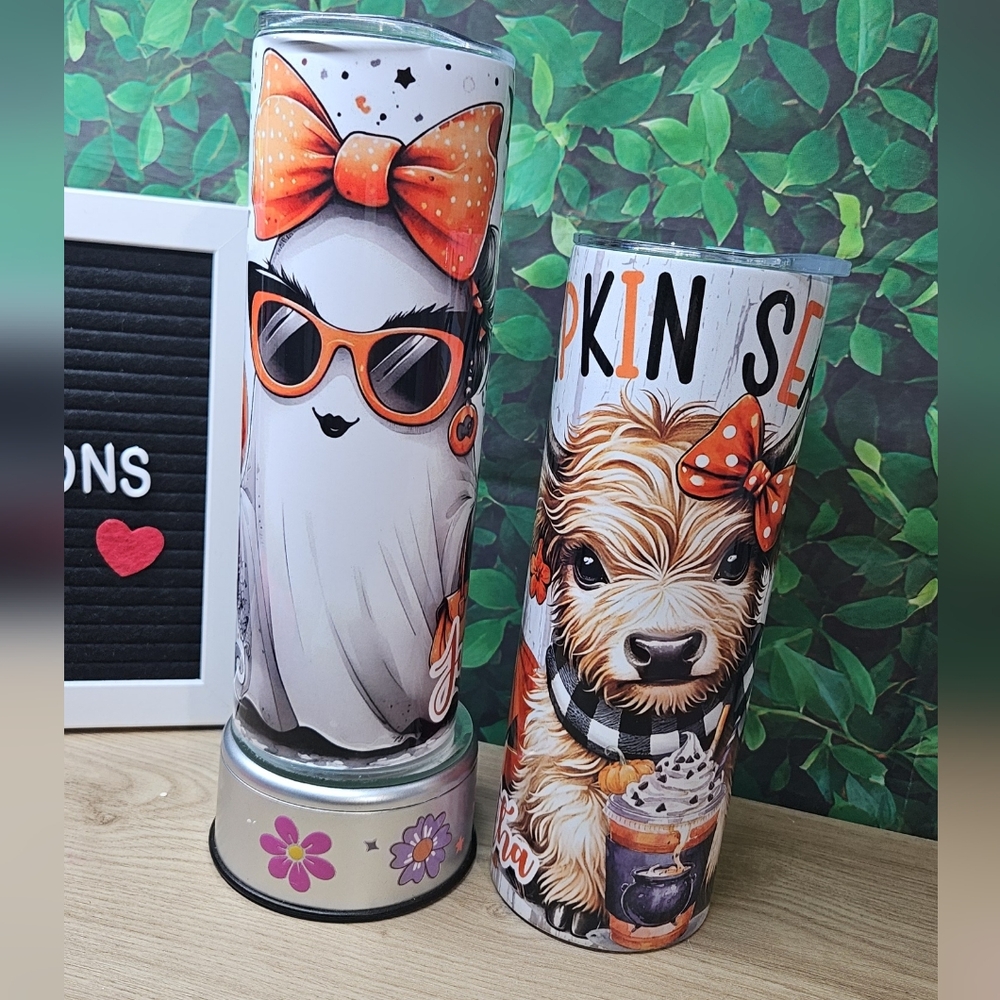 20 oz Halloween Ghost and Cow Tumbler Set